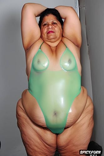 she have big fat bulge, ssbbw hispanic old granny, light brown latex color