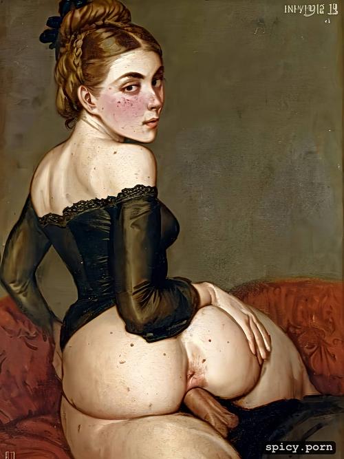 lush full lips, looking back, 19th century 18 yo russian grand duchess spread legs white dick in ass