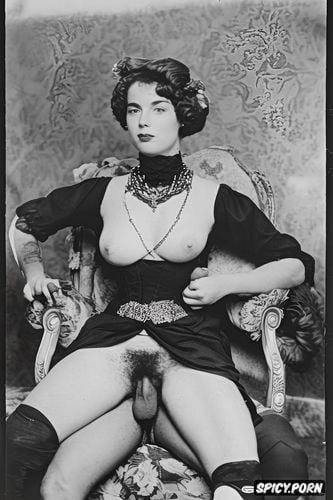 aristocratic, intrigued, early portrait photography, crisp, small firm breasts