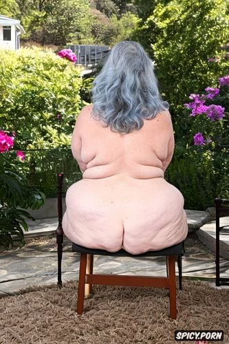 view from above, high res, eighty of age, wide hips, black granny