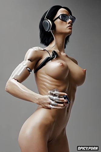 detailed limbs1 7, ultra realistic1 4, centered, beautiful woman standing in a cyberpunk display stand1 9
