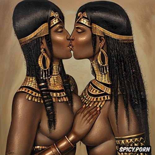 sidele, lesbian couple kissing, ancient egypt