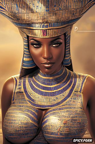 muscles, femal pharaoh ancient egypt egyptian pyramids pharoah crown royal robes beautiful face topless