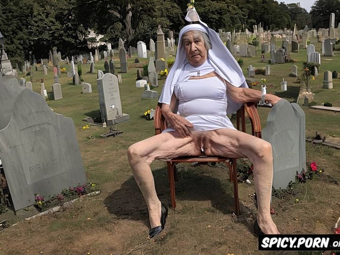 very old granny, zombie, ninety, cemetery, vaginal gape, very thin