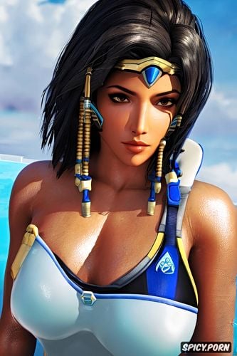 pharah overwatch tight outfit beautiful face masterpiece, ultra detailed
