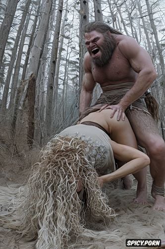 doggy fucking her deep, deep penetrating fuck, woman enjoys sasquatch fucking her doggy style