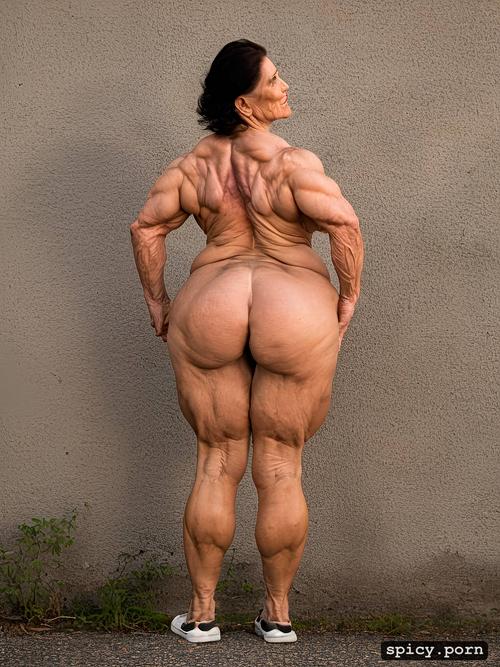 75 year, ultra realistic, fat legs, big pussy spread, completly nude