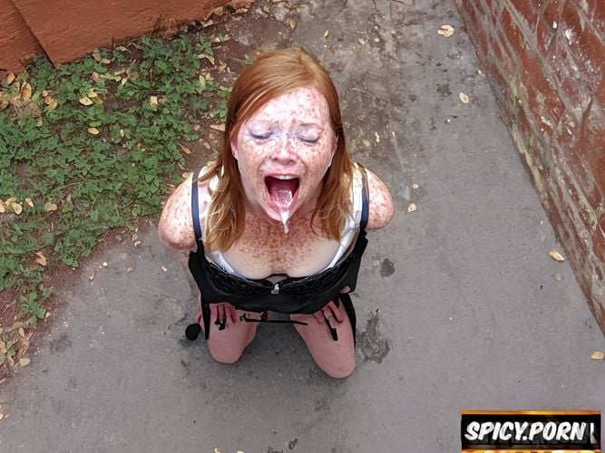 primary school, extremely petite, eyes wide in shock, forced to swallow her piss