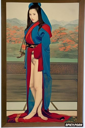 carpet texture, thick thai woman, flat painting japanese woodblock print