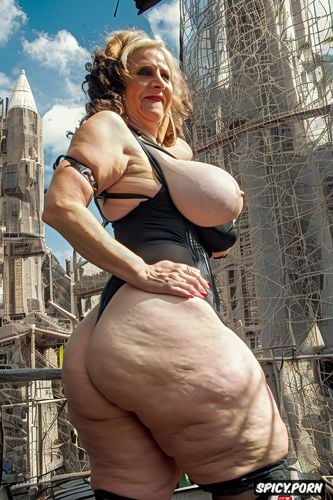 thick white ssbbw granny, fully nude, giant swollen nips with severe hypertrophy