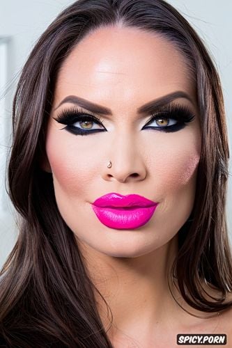 slut makeup, shiny lips, pink lipstick, bimbo, glossy lips, balloon lips