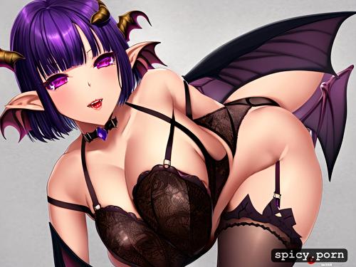 8k, sexy lingerie, perfect tiny female succubus, black draconic wings