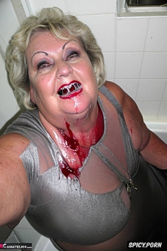 dripping sperm in mouth, handjob, old zombie grandmother and old zombie aunt