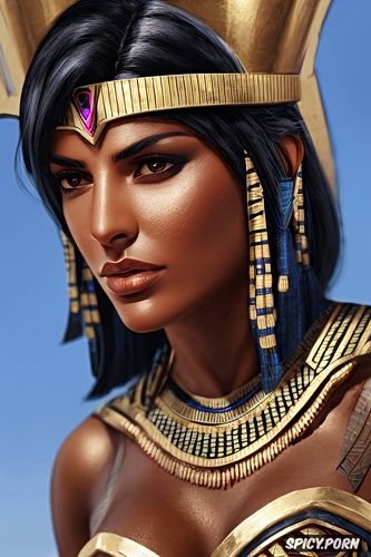 abs, ultra realistic, pharah overwatch female pharaoh ancient egypt pharoah crown royal robes beautiful face portrait muscles