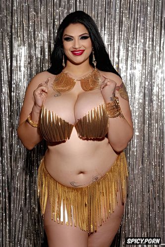 color photo, gorgeous indian burlesque dancer, very wide hips