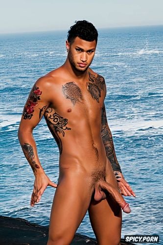 neymarjr super realistic, naked, tattoo, soft penis, big erect penis xxl