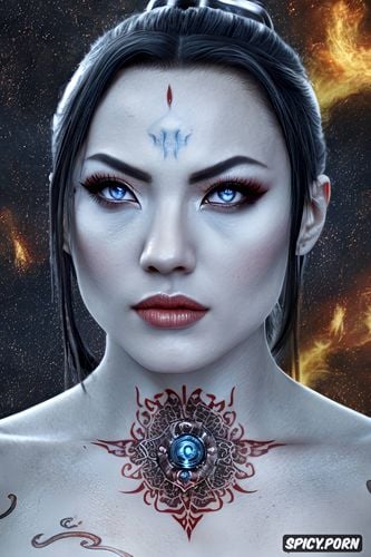 topless, tattoos, high resolution, ultra realistic, azula avatar the last airbender beautiful face face shot