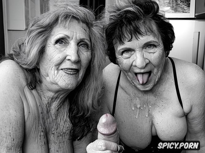 highres, masterpiece, demonic face, visible nipples, old grandma and old aunt