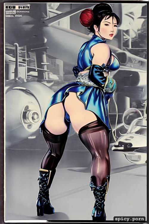 nylons, blue silk dress, streetfighter, fighting stance, pastel colors