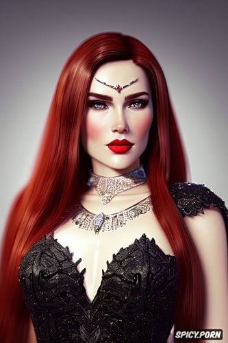 elegant diamond necklace, bethany hawke dragon age beautiful face pale kissed skin long soft dark red hair