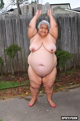 a photo of a person, the person is an old mexican granny, she is totaly naked