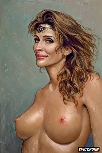 realistic small breasts, actress julia roberts, photography