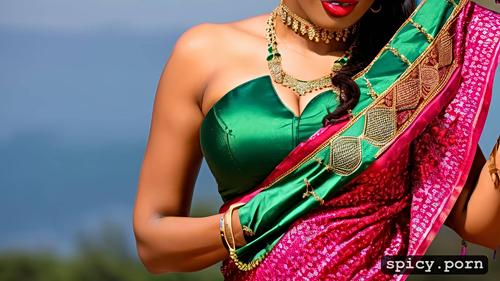 woman huge penis in saree got hard, penis visible, style photo