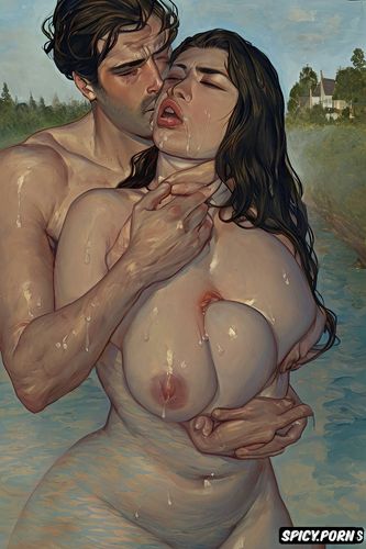 french realism, paul peter rubens painting, smoke, grabbing neck
