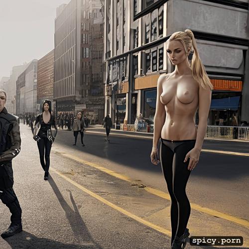in the city, spreading legs, swedish slut, realistic, nude, teen