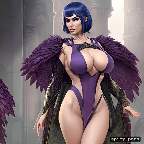 detailed, style dark fantasy v2, purple eyes, pretty naked female