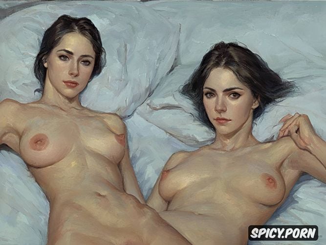 impressionist portrait0 9, realistic eyes, bedroom, athletic body
