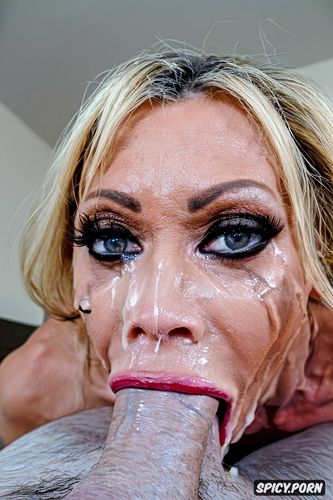 big eyes, spit on face, pov, wide open eyes, blonde, looking into camera0 6