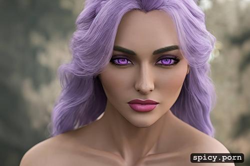 detailed, 20 yo, full body, pretty naked female, purple eyes