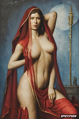 showing one breast, wearing red tunic, paolo uccelli, holiness