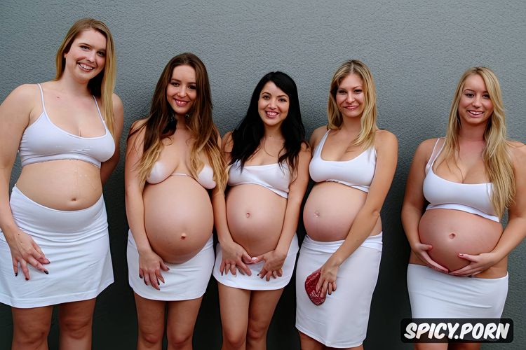 debutante, hot, large pregnant belly, four white teens, gorgeous innocent face