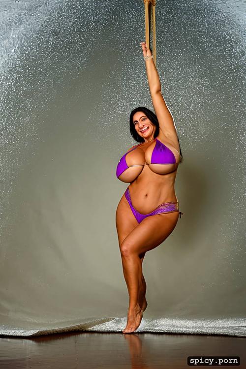 full body view, color portrait, giant hanging boobs, 70 yo beautiful turkish dancer