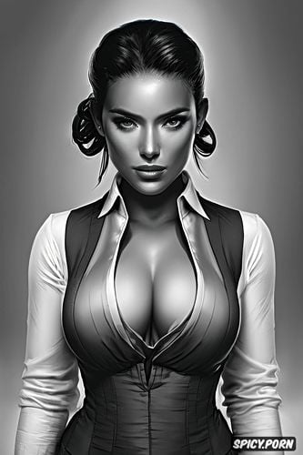 rey skywalker star wars black blazer white shirt shirt unbuttoned beautiful face milf