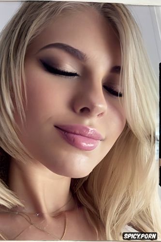 perfect lips, real amateur polaroid selfie of a cute white greek teen girlfriend