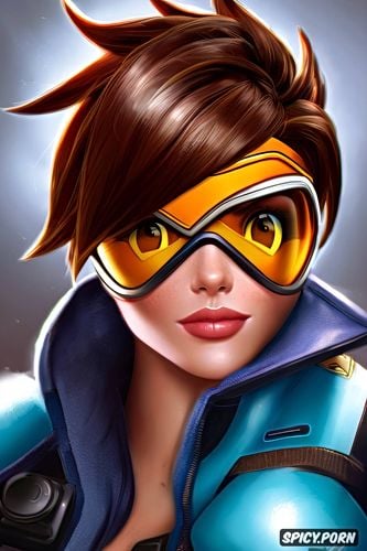 tracer overwatch tight outfit beautiful face masterpiece, ultra detailed