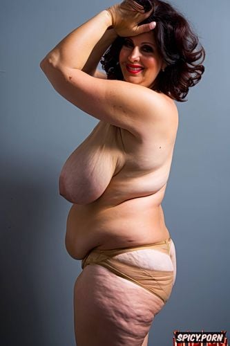 beautiful voluptuous supermodel, flat belly, she stands with her hands above her head