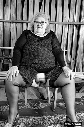 spreading legs, hairy pussy, ssbbw russian grandmother, reading eyeglasses