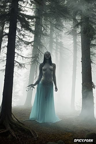 naked, candle light, mist, viking, slender pagan viking witch woman