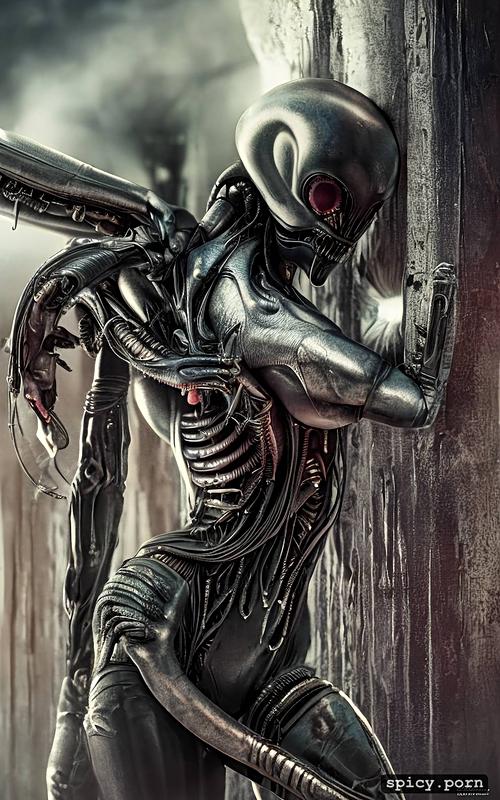 ultra detailed, realistic, giger, aliens movie, xenomorph female