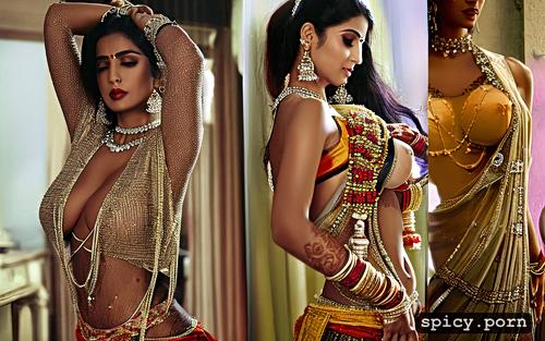 indian sexy female hindu bride urmila, diamond arm jewellery
