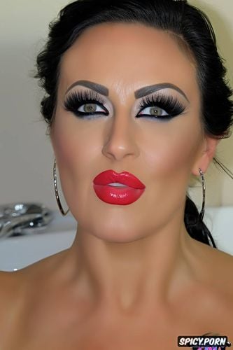 face closeup, slut makeup, bimbo botox lipstick, natalie cassidy