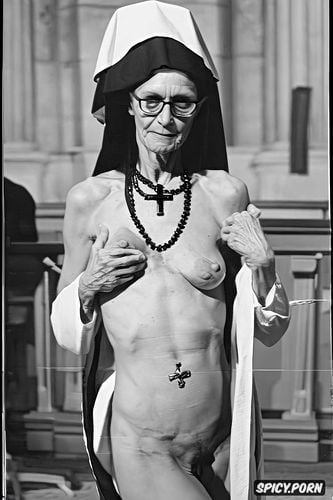 cathedral, fingers in pussy, extremely skinny, nun, ribs showing