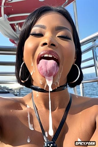 happy, petite, iphone photo, deepthroat, cum bubbles, close up