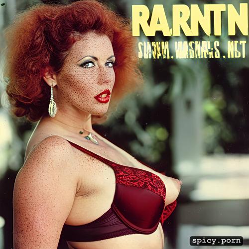 exposed erect nipples, tanlines, highres, 1970 s style clothing
