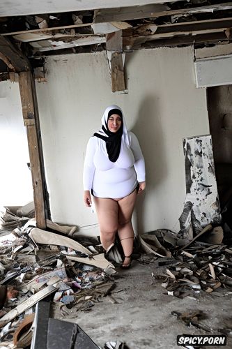 thick thighs, mature, thick, large thighs, very white skin, abandoned house