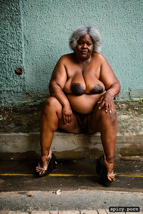 hairy pussy, color, ugly, obese, full body, asshole, 80 yo, photo